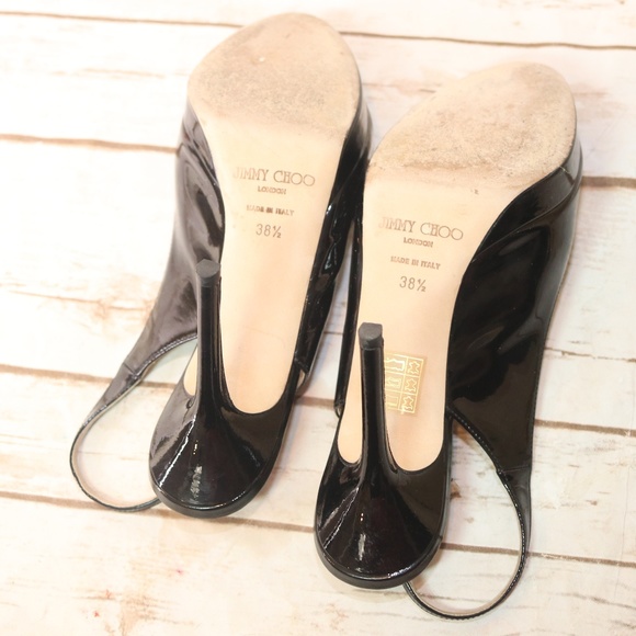 Jimmy Choo London Black Patent Leather heel 38.5 - Picture 7 of 8